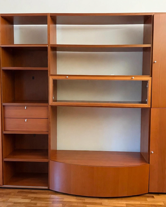 Libreria Parete Attrezzata in legno ciliegio
