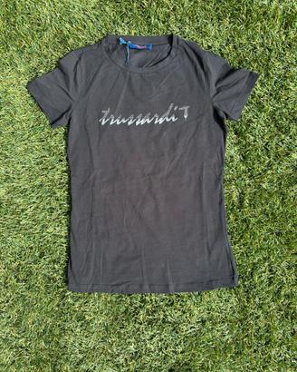 Trussardi t-shirt nera logo strass taglia M