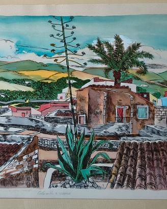 Renzo Meschis, litografia colorata a mano 
