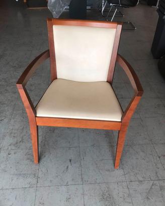 Sedie in legno con seduta e schienale in pelle 6pz