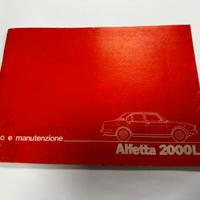 Libretto Alfa Romeo Alfetta 2000L uso manutenzione