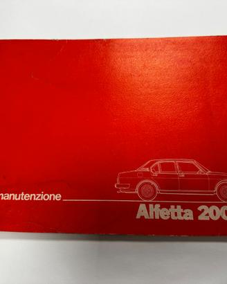 Libretto Alfa Romeo Alfetta 2000L uso manutenzione