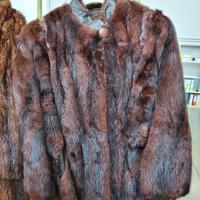 Giacca pelliccia con inserti in pelle