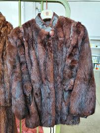 Giacca pelliccia con inserti in pelle