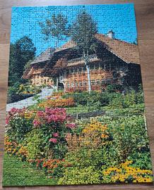 Puzzle quadro Villa con giardino fiorito