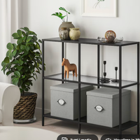 VITTSJÖ Scaffale, marrone-nero/vetro, + 2 LIBRERIE