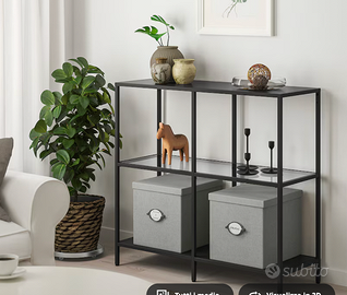 VITTSJÖ Scaffale, marrone-nero/vetro, + 2 LIBRERIE