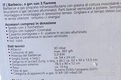 Barbecue a gas con 3 fiamme BERGER .