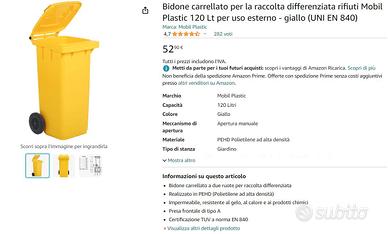 Bidone spazzatura 120lt blu/giallo - Giardino e Fai da te In vendita a  Vicenza