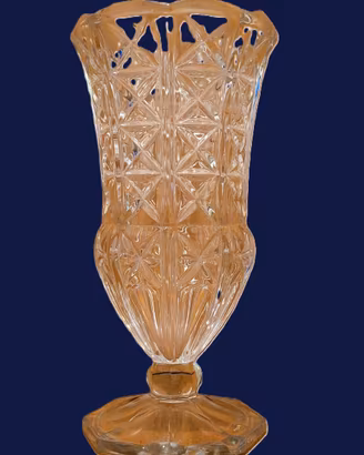 Vaso vintage in vetro artistico molato YJATI