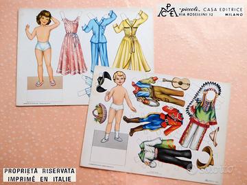Vintage 1950 2 Cartoncini Bambole Ritagliare NUOVI