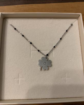 Ciondolo quadrifoglio con brillantino