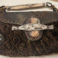 Borsa Desmo in pelliccia e rettile