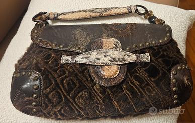 Borsa Desmo in pelliccia e rettile