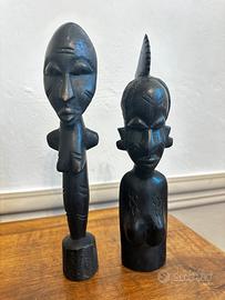 Coppia scultura africane lignee vintage anni 70/80