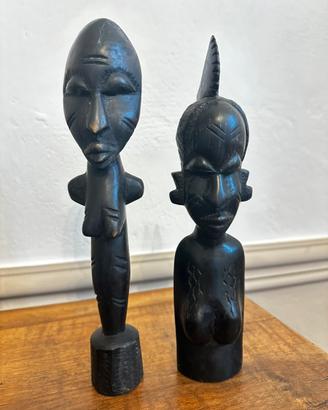 Coppia scultura africane lignee vintage anni 70/80