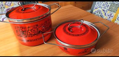 Coppia pentole Siltal Serie Egizia rosse vintage