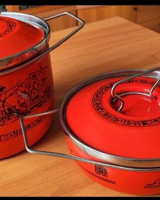 Coppia pentole Siltal Serie Egizia rosse vintage