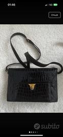 Pochette vintage nieri argenti pelle nera oro