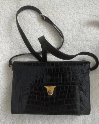 Pochette vintage nieri argenti pelle nera oro