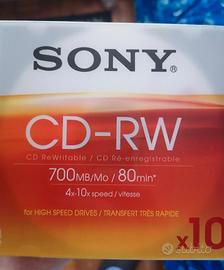 10 CD RW Sony registrabili 700 mb 80 minuti