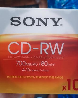 10 CD RW Sony registrabili 700 mb 80 minuti