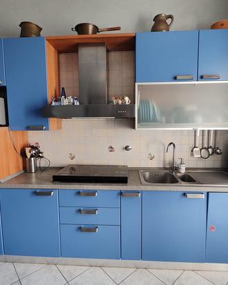 CUCINA MODERNA BLU  OPACO E LEGNO