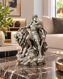 Imperatore di Roma con leone - scultura decorativa