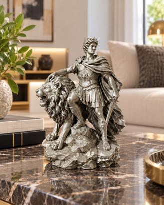 Imperatore di Roma con leone - scultura decorativa