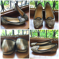 Ballerine KOAN 38 pelle borchie bronzo nero