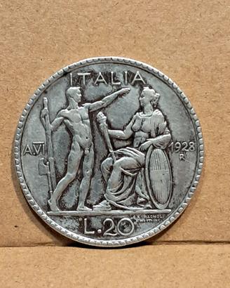 20 Lire 1928 Originale 