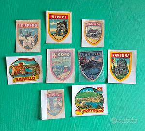 Lotto 9 Decalcomanie/Adesivi Turistici Vintage 