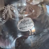 Composizione vaso e piatto in cristallo e argento