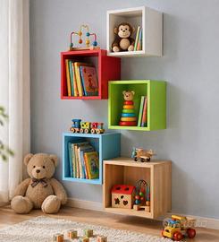 Set 4 moduli colorati  da parete IKEA, cameretta