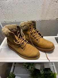 Scarponcini invernali beige/cammello con pelliccia