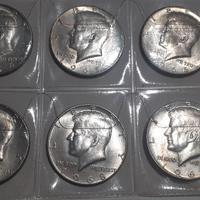 Kennedy 1/2 dollaro argento 6 monete differenti