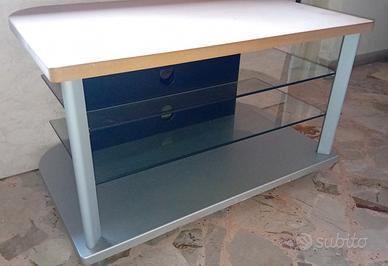 carrello porta tv 100x60x60 con mensole in vetro 