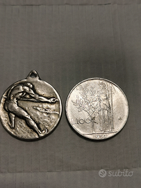 Medaglia in argento tiro alla fune e fascianni 40