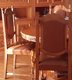 4 Sedie in stile - imbottite in pelle