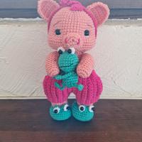 pupazzo maialina con rana