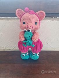 pupazzo maialina con rana