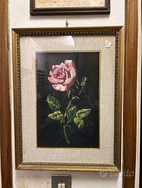 QUADRO RICAMO MEZZO PUNTO - ROSA
