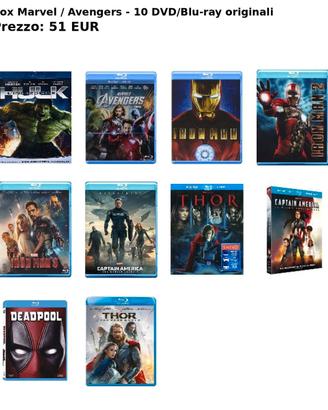 Box Marvel / Avengers - 10 DVD/Blu-ray originali