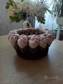 cestino in fettuccia ad uncinetto 