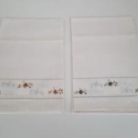 Asciugamani in puro lino 2 coppia ricamati a mano
