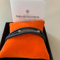 Bracciale da uomo in cuoio e argento