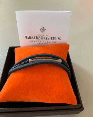 Bracciale da uomo in cuoio e argento