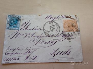 Busta 1876 BOLOGNA per LEEDS (Inghilterra) - 30c (