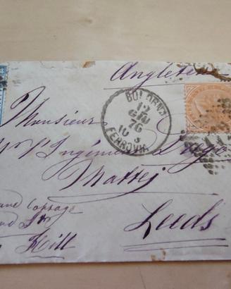 Busta 1876 BOLOGNA per LEEDS (Inghilterra) - 30c (