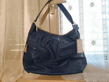 Patrizia PEPE NUOVA Borsa Dress Blu Manico Pelle 